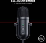Razer Seiren V2 Pro Professional-Grade USB Microphone for Streamers, 30mm Dynamic Microphone, High Pass Filter Analog Gain Limiter, 24 Bit Capsules, Black | RZ19-04040100-R3M1