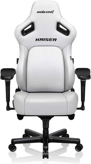 AndaSeat Kasier 4 Series Premium Gaming Chair, 5Â° Sloping Seat Base, Pop-out Lumbar, 5D Armrests, Up to 180kg Max Weight, Premium PVC Leather, XL, Cloudy White | AD12YDDC-XLL-20-W-PVC
