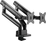 SilverStone ARM25 Dual Monitor Arm w/ Mechanical Spring Design Versatile Adjustability, Monitors Up To 32" Size 9kg Weight, VESA Mounting Interface Standard, 100mm Mounting Hole, Black SST-ARM25