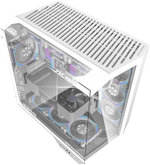 DarkFlash DY470 ATX Computer Case, 7x Pre-Installed aRGB Fans, 360mm Radiators, Up to 10x 120mm Fan Support, Cable Management Panel, 330Â° Immersive Panoramic View, 3 Glass Panels, Ice White | DY470