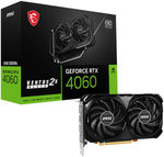 MSI GeForce RTX 4060 Ventus 2X OC Graphics Card, 8GB GDDR6 128-Bit Memory, 2490MHz Boost Clock, 17 Gbps Memory Speed, 3072 CUDA Cores, PCIe Gen4 x8, DisplayPort / HDMI, Black | 912-V516-012
