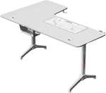 Gamax HY-R L-Shaped Gaming Table with Mousepad, Headphone Hook, Cup Holder, And Cable Management, 1.2mm Thick Steel, P2 Carbon Fiber Grain, 160x100x75cm Size, White | HY-R-WHT