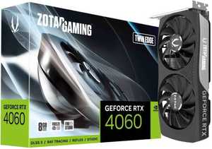 ZOTAC GAMING GeForce RTX 4060 Twin Edge Graphics Card, 8GB GDDR6 128-bit Memory, 2460 MHz Boost Clock, 17 Gbps Memory Clock, PCI E 4.0 x8, 3072 CUDA Cores, 3 x DP 1.4a / 1 x HDMI | ZT-D40600E-10M