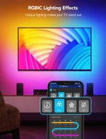 Govee RGBIC Neon TV Backlight, For 45" - 55" Televisions, 180 LED Beads, 2.4GHz Wi-Fi + Bluetooth Connectivity, RGBIC Colorsm App, Control Box, Voice Control, 3m Length | H61B22D1