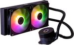 Cooler Master MasterLiquid 240L Core aRGB CPU Liquid Cooler, 240mm Radiator Size, 2x Fans, 1750 RPM Fan Speed, 71.93 CFM Fan Airflow, New Gen S Dual Chamber Pump, Black | MLW-D24M-A18PZ-R1