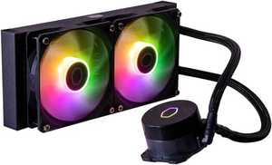 Cooler Master MasterLiquid 240L Core aRGB CPU Liquid Cooler, 240mm Radiator Size, 2x Fans, 1750 RPM Fan Speed, 71.93 CFM Fan Airflow, New Gen S Dual Chamber Pump, Black | MLW-D24M-A18PZ-R1