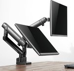 SilverStone ARM25 Dual Monitor Arm w/ Mechanical Spring Design Versatile Adjustability, Monitors Up To 32" Size 9kg Weight, VESA Mounting Interface Standard, 100mm Mounting Hole, Black SST-ARM25