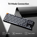 Keychron K1 Max QMK/VIA Wireless Custom Mechanical Keyboard, Red Linear Low-Profile Gateron Switch, 80% TKL Size, Tri-Mode Connectivity (2.4GHz, BT, Wired), English-Arabic Layout, Black | K1M-H1-AR