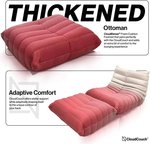 NAVO Cloud Couch, Single Seated Foam Sofa | Floor Gaming Sofa/Lazy Lounge Chair or a Single Floor Sofa for Livingroom, Bedroom or Office (InfinityWeave, MILKY RED - Sofa & Ottoman)