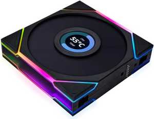 Lian Li Uni Fan TL 120 Reverse Blade Case Fan, 1.6" LCD, 120mm Fan Size, 1900 RPM Fan Speed, 54.3 CFM Airflow, PA66 / PBT Materials, Fluid Dynamic Bearing, Single Pack, Black | G99.12RTLLCD1B.00