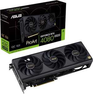 Asus ProArt GeForce RTX 4080 SUPER OC Edition Graphics Card, 16GB GDDR6X 256-Bit Memory, 2610 MHz Boost Clock, 23Gbps Memory Speed, 10240 CUDA Cores, PCI Express 4.0 | 90YV0K90-M0NA00