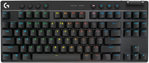 Logitech G PRO X TKL LIGHTSPEED Wireless Gaming Keyboard, Ultra-Portable Tenkeyless Design, Lightsync RGB Backlit, PBT Keycaps, Tactile Switches (GX Brown), BT/USB, US INTL Layout, Black | â€Ž920-012136