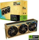 ASUS ROG Astral GeForce RTX 5080 Dhahab CORE OC 16GB Graphics Card, GDDR7 256-Bit Memory, 2760 MHz Boost Clock, 10752 CUDA Cores, 30 Gbps Memory Speed, Gold