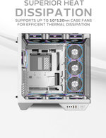 DarkFlash DY470 ATX Computer Case, 7x Pre-Installed aRGB Fans, 360mm Radiators, Up to 10x 120mm Fan Support, Cable Management Panel, 330Â° Immersive Panoramic View, 3 Glass Panels, Ice White | DY470