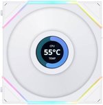 Lian Li Uni Fan TL 120 Reverse Blade Case Fan, 1.6" LCD, 120mm Fan Size, 1900 RPM Fan Speed, 54.3 CFM Airflow, PA66 / PBT Materials, Fluid Dynamic Bearing, Single Pack, White | G99.12RTLLCD1W.00