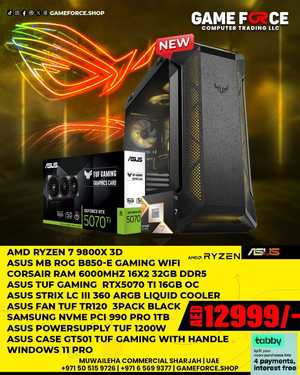 GAMING PC AMD RYZEN 7 9800X 3D ASUS TUF GAMING  RTX5070 TI 16GB OC	