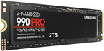 Samsung 990 Pro 2 TB NVMe M.2 Internal SSD, PCIe Gen 4.0 x4, NVMe 2.0 Interface, 7450 MB/s Sequential Read Speed, 6900 MB/s Sequential Write Speed, 3.3 Voltage, V-NAND 3-bit MLC | MZ-V9P2T0BW