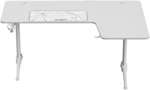Gamax HY-R L-Shaped Gaming Table with Mousepad, Headphone Hook, Cup Holder, And Cable Management, 1.2mm Thick Steel, P2 Carbon Fiber Grain, 160x100x75cm Size, White | HY-R-WHT