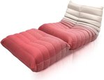 NAVO Cloud Couch, Single Seated Foam Sofa | Floor Gaming Sofa/Lazy Lounge Chair or a Single Floor Sofa for Livingroom, Bedroom or Office (InfinityWeave, MILKY RED - Sofa & Ottoman)