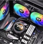 Thermaltake Floe Ultra 240 RGB AIO Liquid CPU Cooler, 2.1â€ TFT-LCD Display, 2x120mm Fan, 3200 RPM Motor Speed, 4.56W Power, Intel LGA 2066/2011 AM5/AM4 Black | CL-W349-PL12SW-A