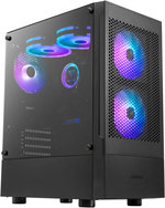 GAMDIAS TALOS E3 MESH RGB ATX Mid Tower PC Case, Tempered Glass Panel, Excellent Airflow Design, Up to 360mm Radiator & x5 Fans, USB 3 / USB 2x2 / HD Audio/Fan LED Control, Black | GD-TALOS-E3-BL-MESH