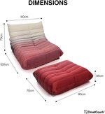NAVO Cloud Couch, Single Seated Foam Sofa | Floor Gaming Sofa/Lazy Lounge Chair or a Single Floor Sofa for Livingroom, Bedroom or Office (InfinityWeave, MILKY RED - Sofa & Ottoman)