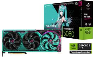 ASUS ROG Astral GeForce RTX 5080 OC Hatsune Miku Edition Graphics Card, 16GB GDDR7 256-Bit Memory, 2760 MHz Boost Clock, 10752 CUDA Cores, 30 Gbps Memory Speed | 90YV0LV9-M0NM00