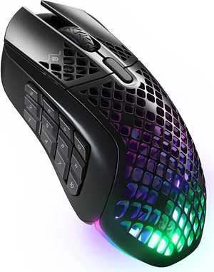 SteelSeries Aerox 9 Wireless Gaming Mouse, 40G Acceleration, 18000 in 100 CPI Increments, Ultra Lightweight, 3 RGB Zone, IP54 Water Resistance, Bluetooth 5.0,180H Battery Life, USB-C, Onyx | 62618