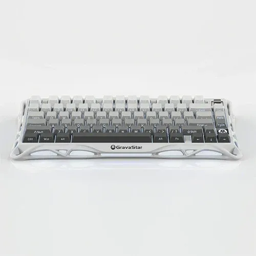 GravaStar Mercury K1 75% Wireless Mechanical Gaming Keyboard Gradient White, 2.4GHz, Hot-Swappable Socket, Pre-Lubed Linear Switches, Tri-Mode Connectivity, RGB Backlit