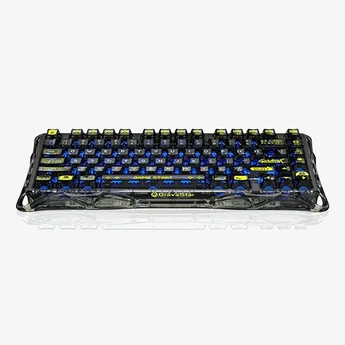 GravaStar Mercury K1 Lite 75% Wireless Mechanical Gaming Keyboard Transparent Black, 2.4GHz, Hot-Swappable, Pre-Lubed Linear Switches, Tri-Mode Connectivity, RGB Backlit