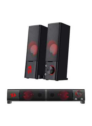  Redragon GS550 ORPHEUS PC Gaming Speakers 2.0 Channel Stereo Desktop Computer Sound Bar with Compact Maneuverable Size Headphone Jack Quality Bass and