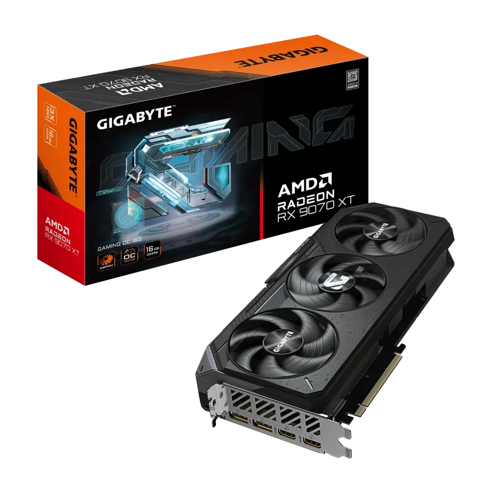 Gigabyte Radeon RX 9070 XT GAMING OC 16G Graphics card, 16GB GDDR6, 20 Gbps 256 bit, Boost Clock 3060 MHz, 4096 Stream Processors, WINDFORCE Cooling System | GV-R9070XTGAMING OC-16GD